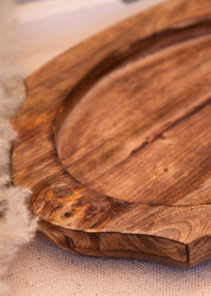 Hohmgrain Home Décor Dark Brown Seasoned Mango Wood Handcrafted Curvy Platter