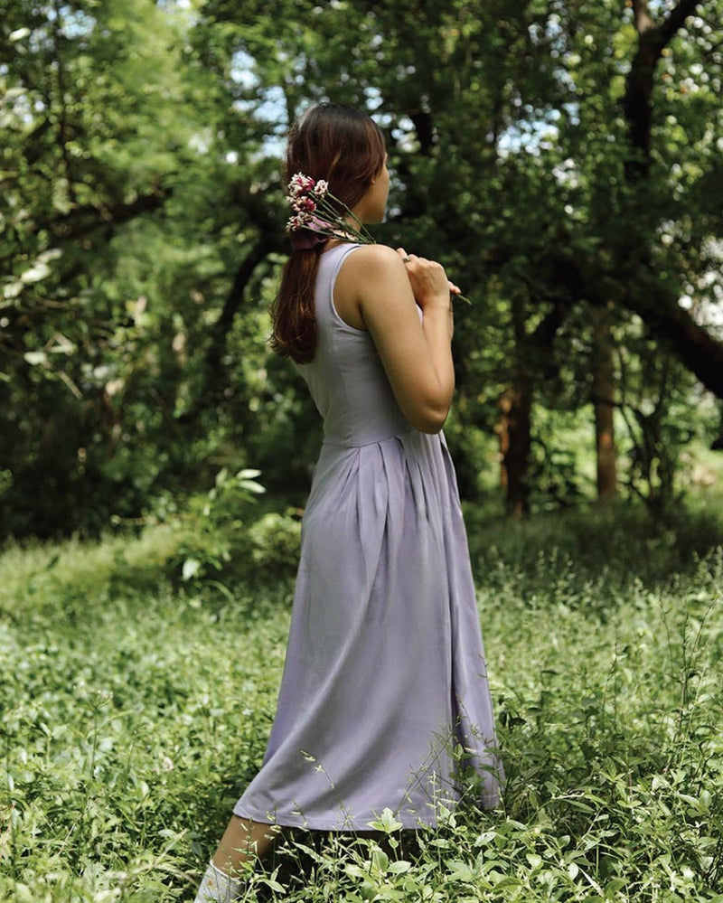 Something Sustainable  Petal Pleated Dress in Organic Cotton