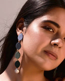 Noupelle  Quart Blue Green Upcycled Leather Earring