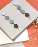 Noupelle  Quart Blue Green Upcycled Leather Earring