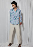 Earth Republic 100% Cotton Ikat Cobalt Handloom Shirt