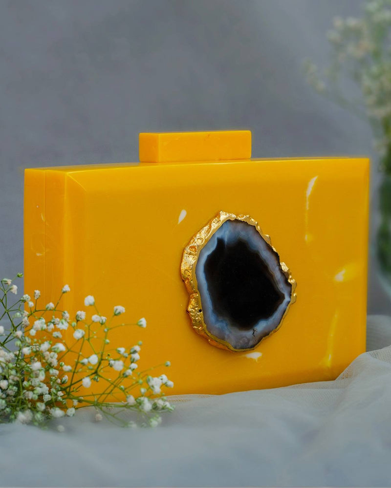 Sneha Bagrecha  The Yellow Baroque Rectangular Clutch