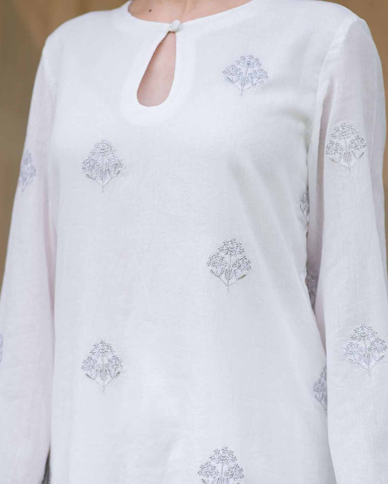 Kapraaha  Ruhaaniyat Cotton Tunic (White)