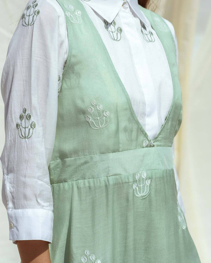 Kapraaha  Spring Green Cotton Shirt Dress