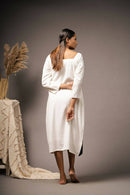 Taraasi Women's Black And White Handwoven Cotton Dress Combination Of Black And White