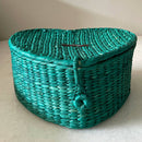 Saanjh Kauna Straw Handwoven Heart In A Box Teal