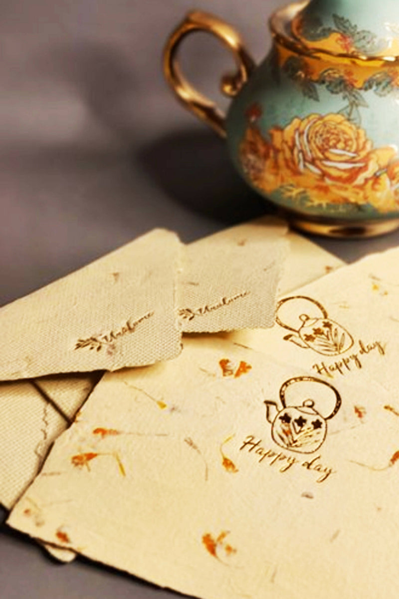 Unalome Happy Day Handmade Marigold Notecards - Set of 5