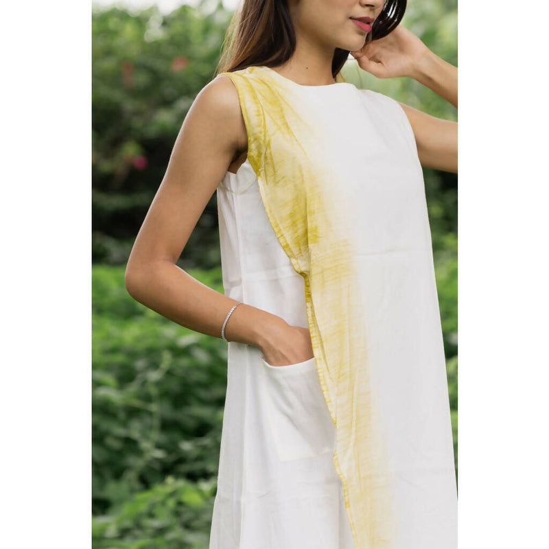 AC By Aratrika Chauhan 100% Organic Cotton Linen White Overlap Dress