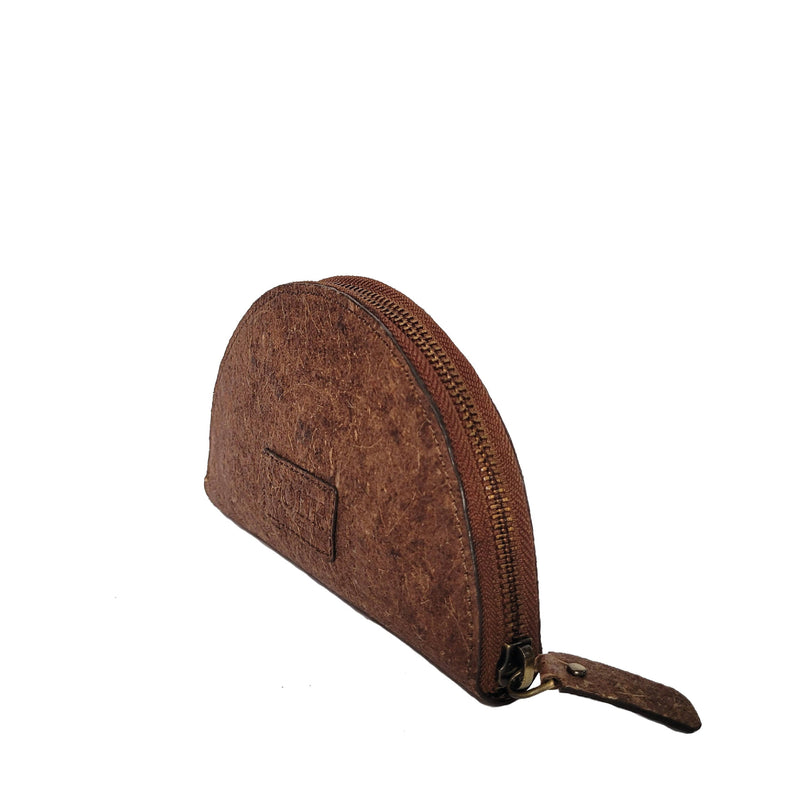 VEGAN COCONUT LEATHER HALF MOON POUCH - BROWN